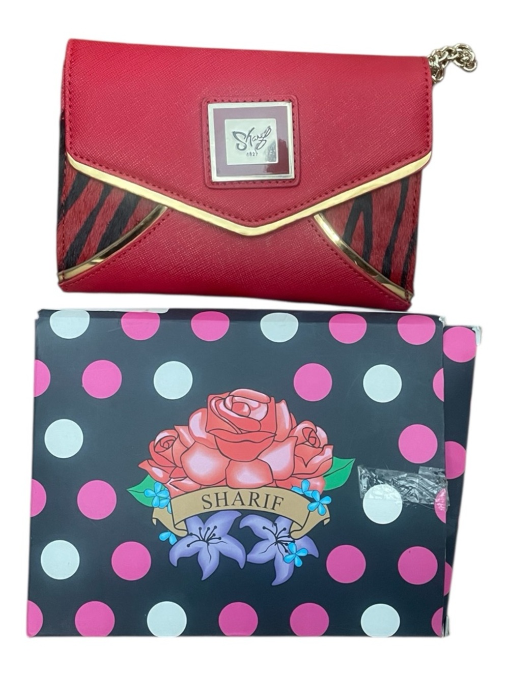 Sharif Red  Cross Body Bag with Removable Strap and Zebra Accent